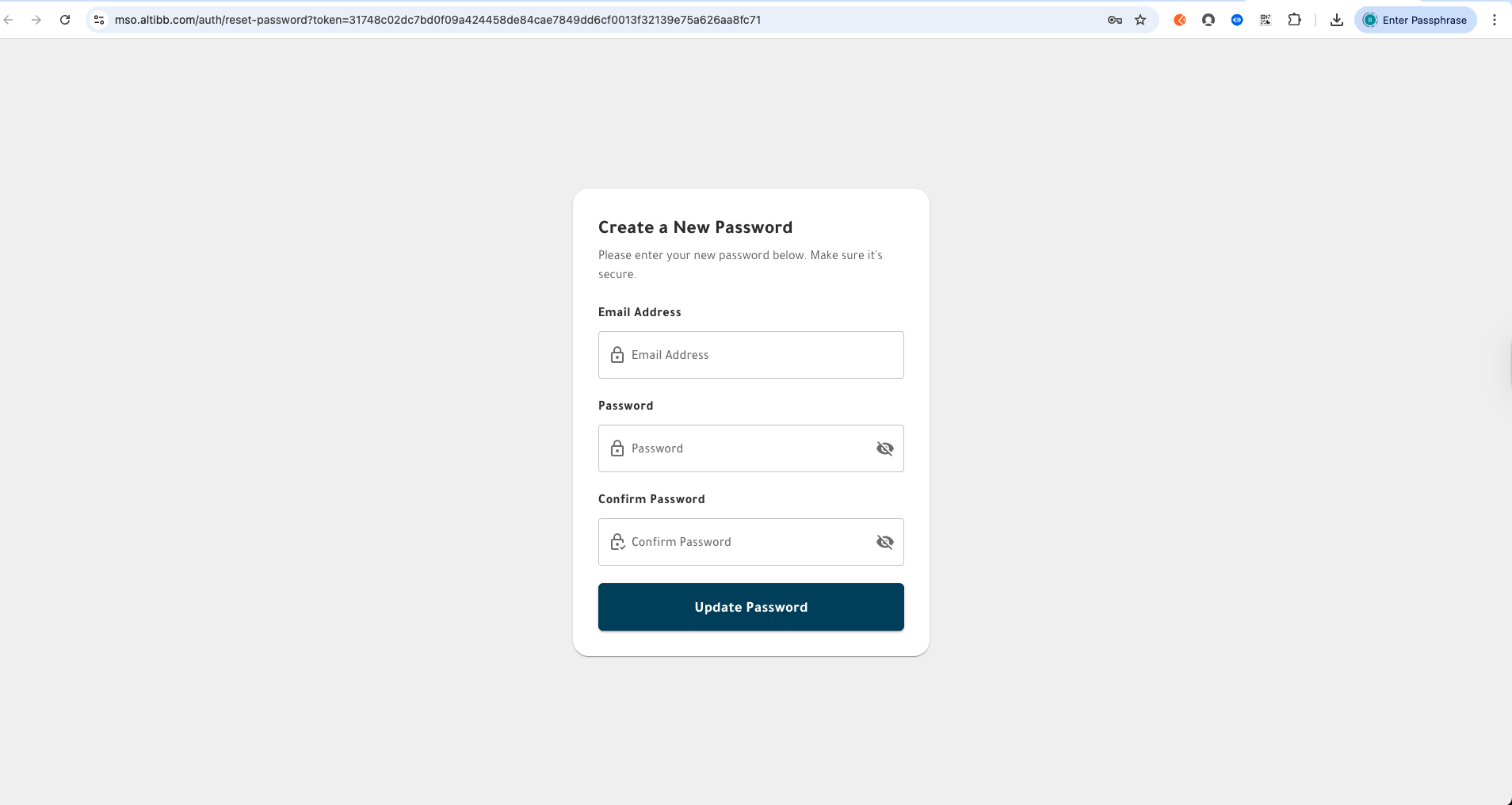 Update Password Form